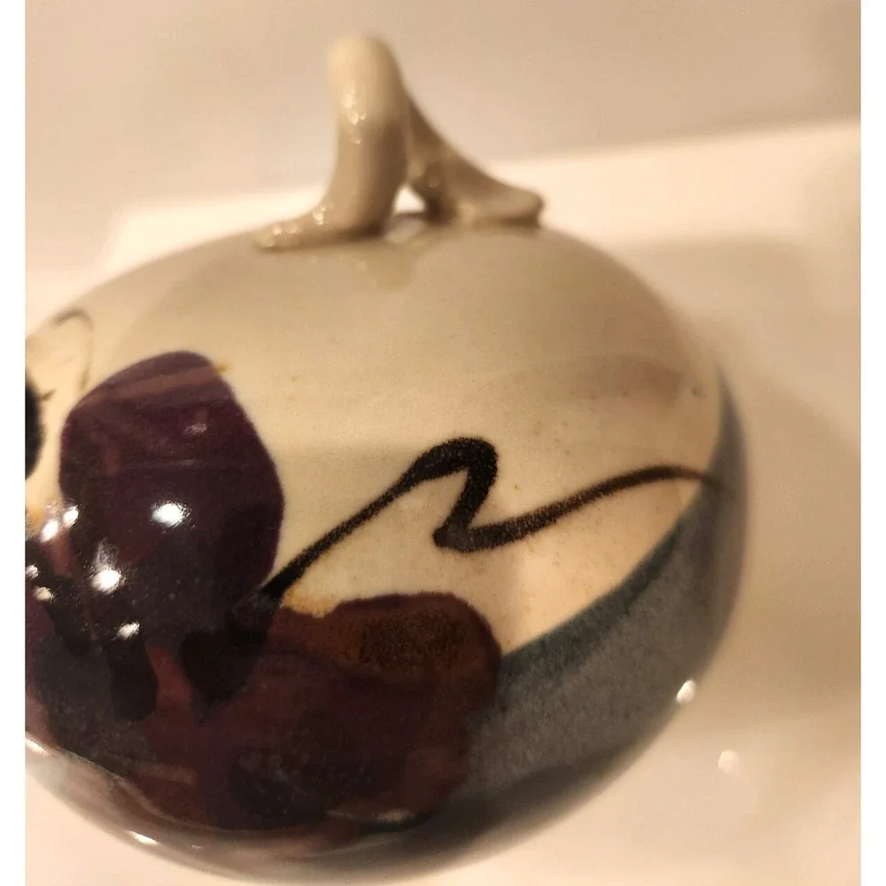 Beautiful Pottery Art Decor Purple Orchid Bulbous Shape Ornament Or Display